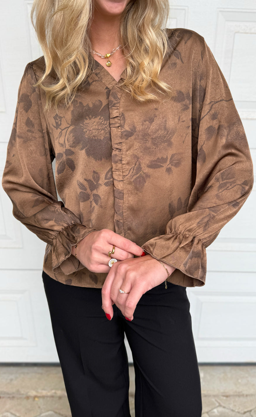Say INA Copenhagen Bluse - Catja - Brown Flowers
